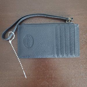 ROOTS genuine leather wristlet card holder zippered pouch travel weekend money